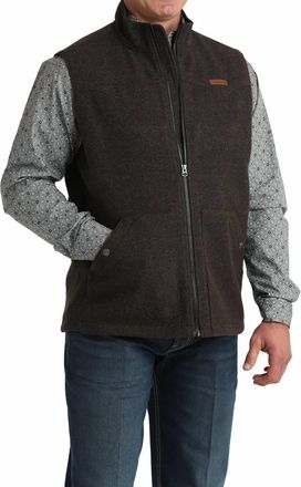 Cinch Mens Western Full Zip Vest In Brown