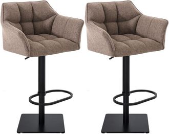 Clp Clp - Lote De 2 Taburetes De Bar Damaso Funda De Tela Negro Marr&oacute;n Tierra