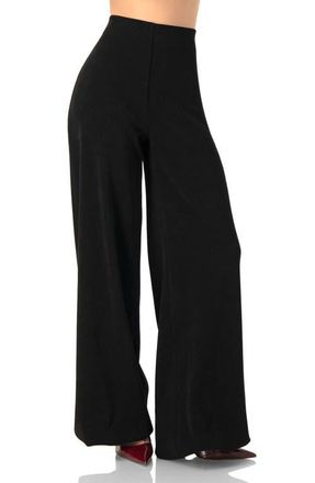 Ivonne Corduroy High-Waisted Wide-Leg Trousers in Black at Nordstrom, Size 14