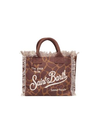 MC2 Saint Barth Colette Canvas Tote Bag with Giraffe Skin Design