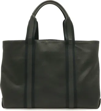 Bottega Veneta Navy Black Coated Canvas Shoulder Bag Tote Bag (Pre-Owned)
