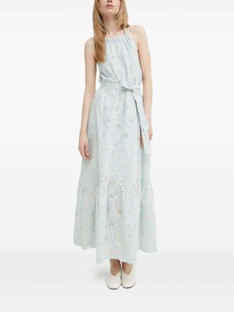 Bruuns Bazaar Woodbine BB Kaia eyelet-embroidered halter-neck maxi dress - women - Viscose/Organic Cotton - 40 - Blue