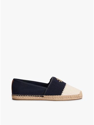 Tommy Hilfiger Womens Script Monogram Crochet Espadrille - Blue - US 8.5 / EU 39