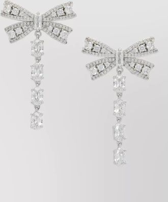 Self Portrait crystal bow drop earrings