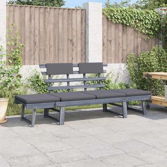 vidaXL Vidaxl - Banco De Jard&iacute;n Con Cojines 2 En 1 190 Cm Gris Madera De Acacia