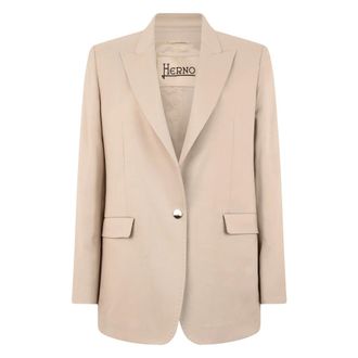 Herno Jassen, Dames, Beige, L, Polyester, Jas met omkeerbare kraag