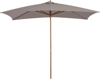 OUTSUNNY Sombrilla Jard&iacute;n 295x200 Cm Con M&aacute;stil De Madera Varillas De Bamb&uacute; Y Polea Parasol Rectangular Para Terraza Patio O Balc&oacute;n Exterior Gris - Outsunny