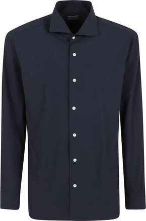 Barba Neck Shirt - Heren - Casual Overhemden - Blauw - M - Overhemden