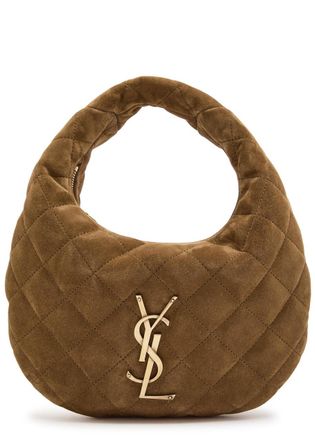 Saint Laurent Icare Mini Quilted Suede top Handle bag - Tan - One Size
