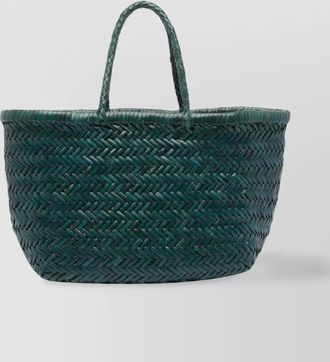 Dragon Diffusion bamboo triple jump small leather woven tote bag
