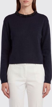 Semicouture Maglia girocollo in lana e cashmere con cristalli applicati