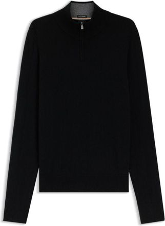 BOSS Wool-cashmere sweater with zip neck