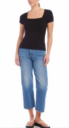 Fifteen Twenty Mindy Square Neck Top In Black