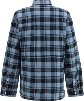 Off-white Check Flannel Padded Overshirt - Blue