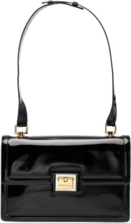 Ferragamo Pre-owned Shoulder Bags, female, Black, Size: ONE SIZE Pre-owned Patent Leather Shoulder Bag