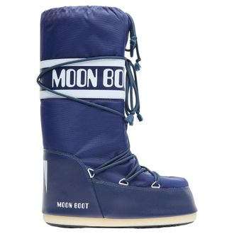 Moon Boot Logo Print Nylon Laarzen - Dames - Winterlaarzen - Blauw - 35 EU - Nylon - Schoenen