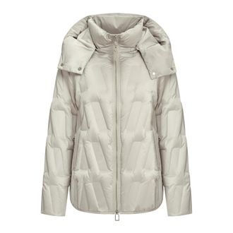 Cesare Gaspari Chaqueta corta acolchada con capucha Chevron - Jackets - Mujer - Beige - 2XL