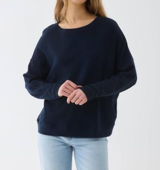 Majestic Filatures Cotton Cashmere Top In Marine/graphite