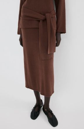 Mango Cotton Knit Pencil Skirt in Chocolate at Nordstrom, Size X-Small