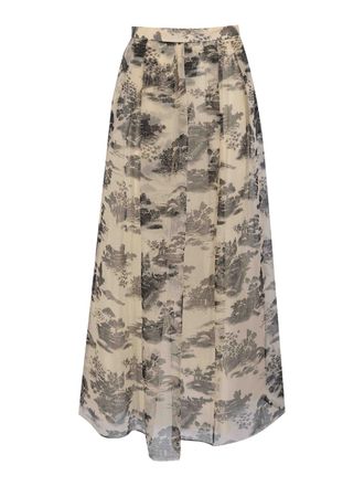 Max Mara Msesabbia Skirt In Printed Silk Organza