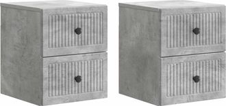 vidaXL Mesita De Noche De Pared 2 Uds. Gris Hormig&oacute;n 33 X 34,5 X 40 Cm Vidaxl