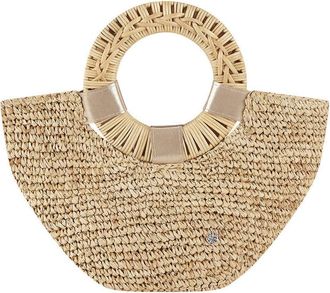 Florabella Crochet Raffia Small Tote In Natural & Gold