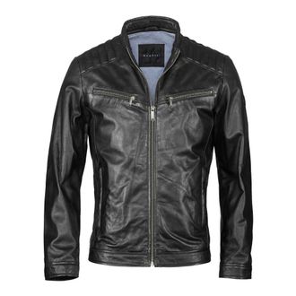 Bugatti Jassen, Heren, Zwart, 4Xl, Leer, Stijlvolle leren jas met logoplaatje