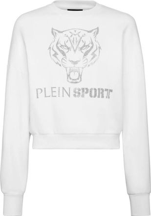 Plein Sport Sweatshirt Tiger - Dames - Sportshirts - Wit - L - Katoen - Fitness
