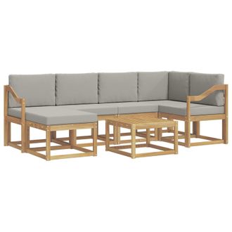 vidaXL Conjunto De Sof&aacute;s De Exterior 7 Pcs Blanco Y Gris Claro Vidaxl