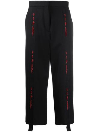Stella McCartney WATW embroidered-tape tailored trousers - women - Cotton/Wool - 40 - Black