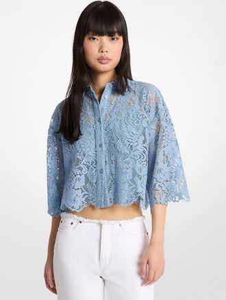 Michael Kors Corded Floral Lace Cropped Blouse