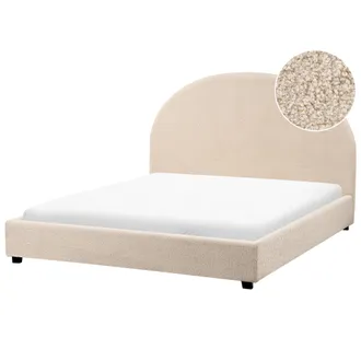 Beliani Beliani - Cama Con Somier Minimalista De Boucl&eacute; 140 X 200 Cm Beige Vaucluse