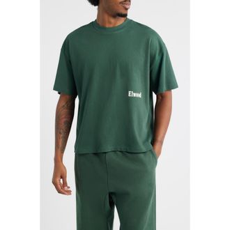 Elwood Boxy Heavyweight Cotton Crop T-Shirt in Emerald at Nordstrom, Size Medium