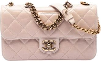 Chanel Pre-owned Quilted Calf Leather Satchel - Dames - Vintage Handtas - Beige - ONE Size - Leer - Vintage