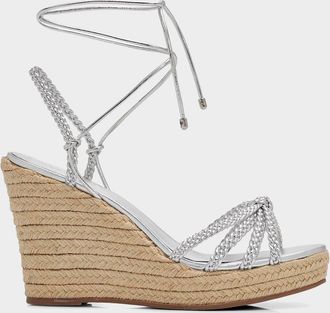 Schutz Adele 95MM Leather Ankle-Wrap Wedge Sandals
