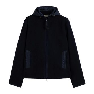 Aspesi Light Jackets, male, Blue, Size: XL Blue Wool Jacket with Nylon Lining