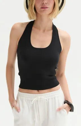 Crescent Halter Knit Top in Black at Nordstrom, Size Large