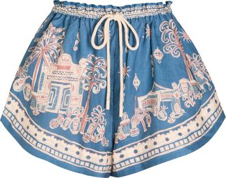 Alemais Alemais Acacia Printed Linen Shorts - Blue - 12 (UK12 / M)