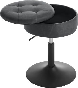 Woltu Juego De 1 Taburete De Bar Con Almacenamiento Y Altura Ajustable, Antracita - Woltu