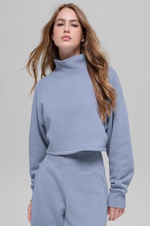 Alo | Cropped Serenity Coverup Sweatshirt in Winter Frost Blue, Size: Medium