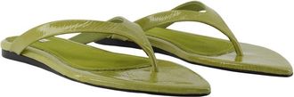 Ami Womens Pointed Toe Leather Sandals Green Calfskin