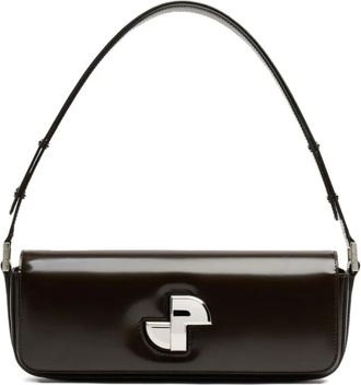 Patou Borsa a spalla in pelle Lock Me - Marrone