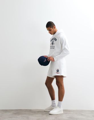 Polo Ralph Lauren Wimbledon Capsule - Pantaloncini bianchi con logo e stampa in coordinato-Bianco
