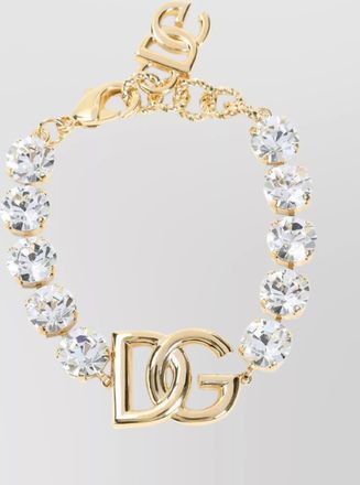 Dolce & Gabbana crystal embellished adjustable gold brass bracelet