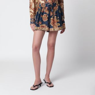 Zimmermann Shorts Aster relaxed in seta Navy Jacobean