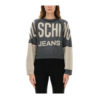 Moschino Truien & Vesten, Dames, Veelkleurig, S, Wol, Logo Gebreide Trui