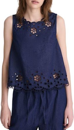 Madewell Embroidered Sleeveless Denim Shell Top in Marfield Wash at Nordstrom, Size Xx-Small