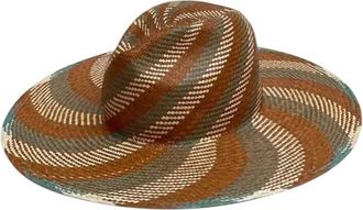 Van Palma Terra Beige Ema Straw Large Brim Hat, Size Medium