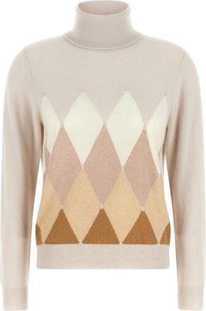 Ballantyne New Diamond Turtleneck Sweater - Dames - Coltruien - Beige - L - Kasjmier - Truien & Vesten