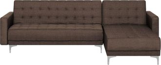 Beliani Sofá esquinero de tejido marrón 4 personas